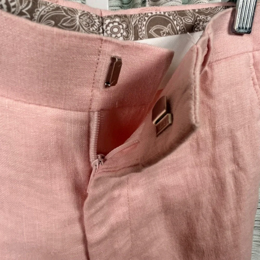 Lauren Ralph Lauren Linen Pants Light Pink Womens 8R Straight Leg Trousers